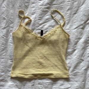 Divided Soft Yellow Lace Camisole